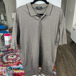 Raffi Pool Mini Dot Luxury Polo in Grey with Navy Trim Size M